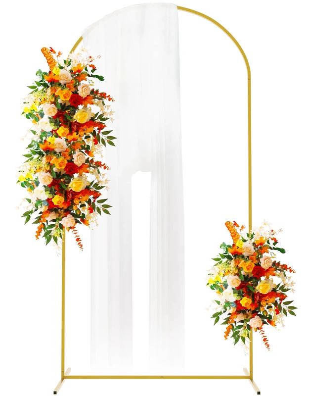 Putros Metal Arch Backdrop Stand 6.6FT Gold Wedding Balloon Arched Backdrop Stand Square Arch Frame for Birthday Party Bridal Baby Shower Ceremony Decoration