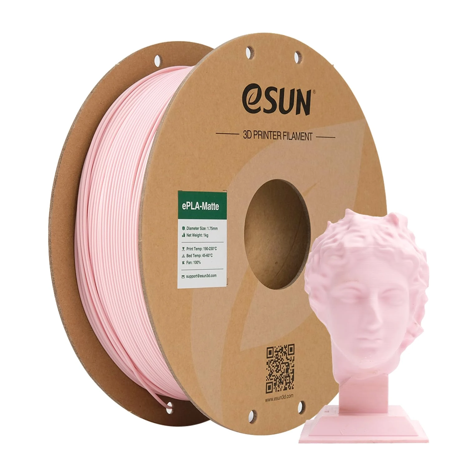 eSUN Upgraded Matte PLA Filament 1.75mm, Matte PLA 3D Printer Filament, Shine-Free Color, Frosted Texture, 1KG Spool (2.2 LBS) 3D Printing Filament for 3D Printers, Matte Peach Pink