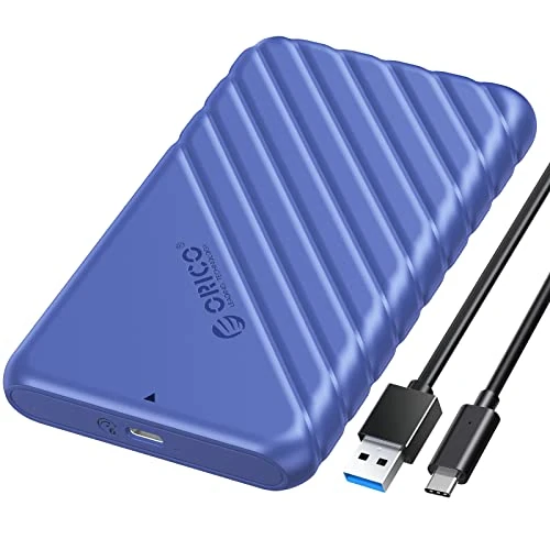 ORICO 2.5 inch USB C Hard Drive Enclosure USB 3.1 Gen 1 to SATA III External Hard Drive Case for SSD HDD 9.5 7mm Tool-Free with UASP, Blue (25PW1-C3)