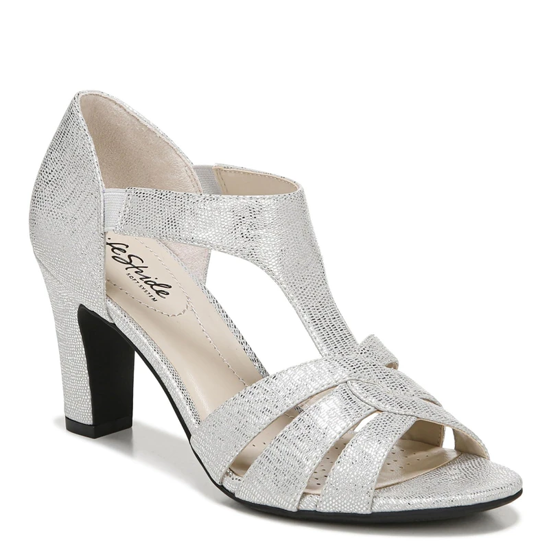 LifeStride Women's Caramel Dress Sandal Heeled, Silver, 6.5 UK