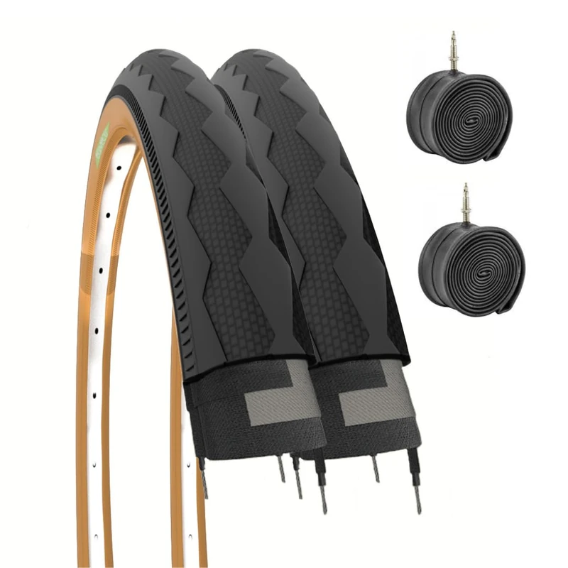 Ecovelo Pair of 2 Tyres 700 x 28c + Inner Tubes for road bike city bike FIXED racing 28 x 1 5/8 x 1 1/8