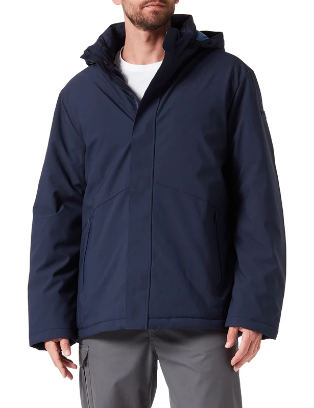 CMP Men's Man Jacket Snaps Hood Coat, Black Blue, 50 (EU)