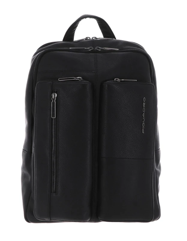 PIQUADRO Ronnie Medium 14" Leather Laptop Backpack, Black, S, Business