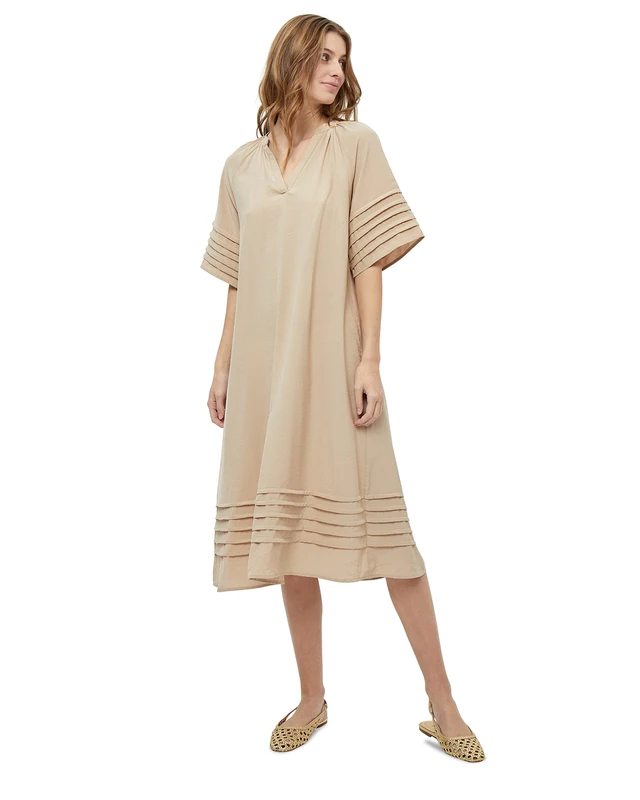 Desires Women's Benita 2/4 Sleeve Midcalf Dress, Cuban Sand Stripe, L
