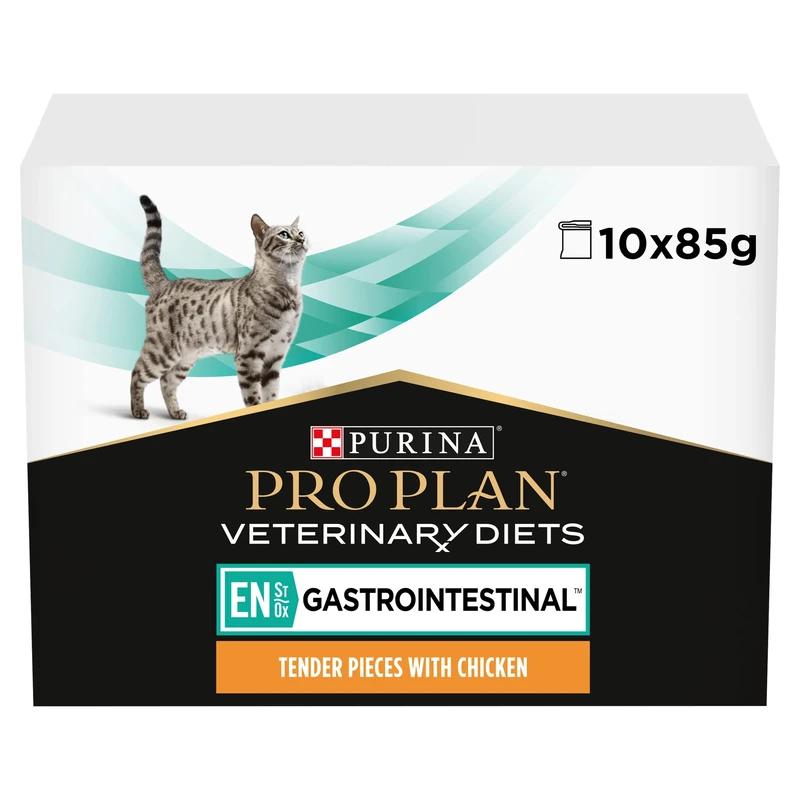 PRO PLAN VETERINARY DIETS EN Gastrointestinal Chicken Wet Cat Food 10x85g (Pack of 4)