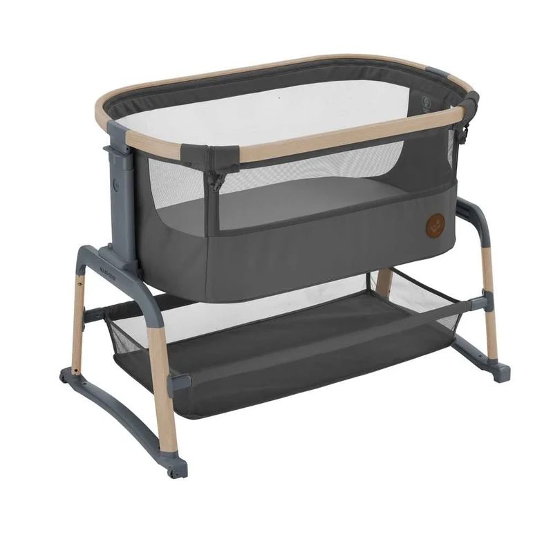 Maxi-COSI Iora Air Co Sleeper Crib, All-Round Mesh Baby Bedside Crib, 0–6 Months (9 kg), Rocking Mode, 4 Incline & 5 Height Positions, Easy Slide, Easy to Carry, Eco Care, 2 Wheels, Beyond Graphite