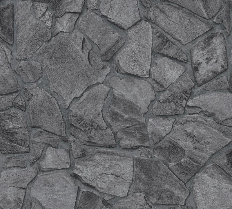 A.S. Création Bricks & Stones 389367 Non-Woven Wallpaper Stone Look 10.05 m x 0.53 m Made in Germany Black Anthracite