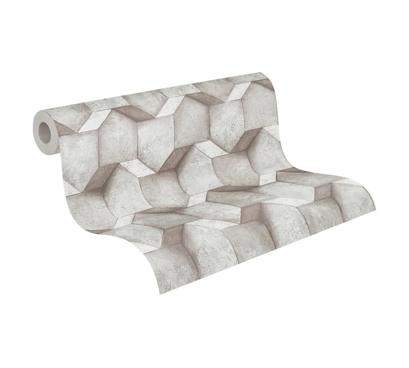 A.S. Création The BOS 388273 3D Effect Non-Woven Wallpaper Concrete Look 10.05 m x 0.53 m Made in Germany Grey Silver
