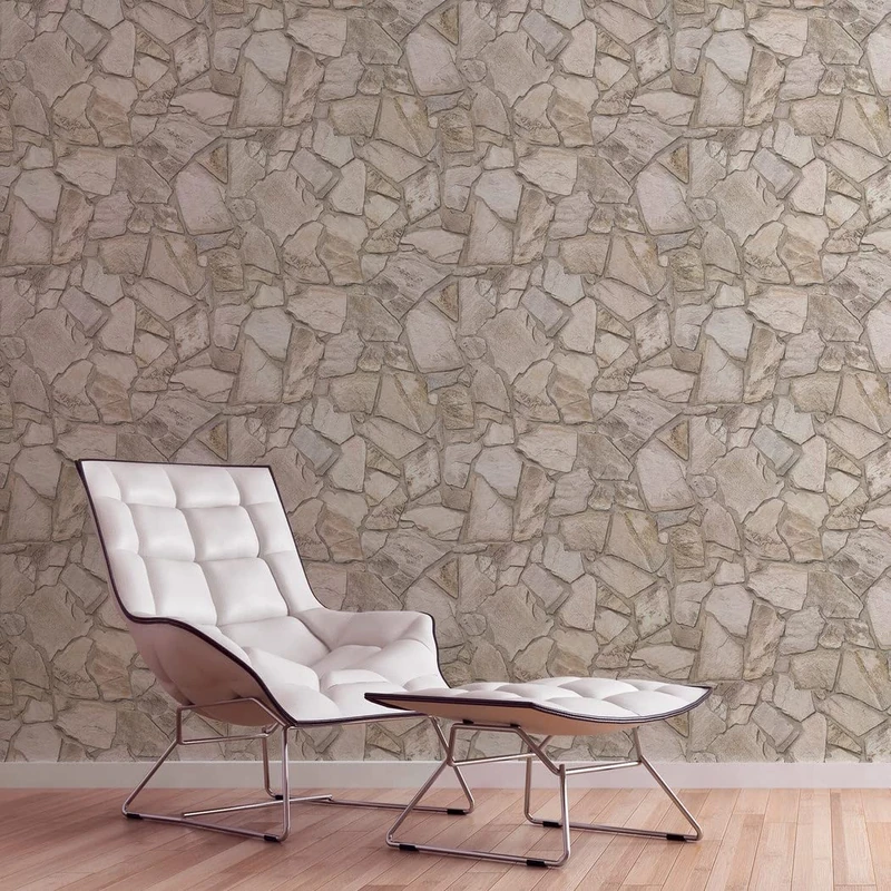 A.S. Création Bricks & Stones 389312 Non-Woven Wallpaper Natural Stone Wallpaper 10.05 m x 0.53 m Made in Germany