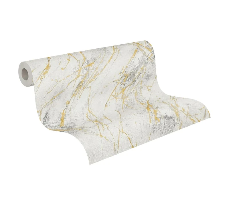 A.S. Création The BOS 388173 Non-Woven Wallpaper Marble Look White Grey 10.05 m x 0.53 m Made in Germany