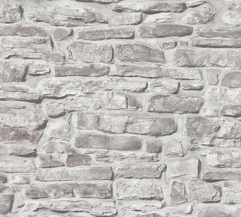 A.S. Création Bricks & Stones 388152 Non-Woven Wallpaper Stone Look 10.05 m x 0.53 m Made in Germany Grey Light Grey