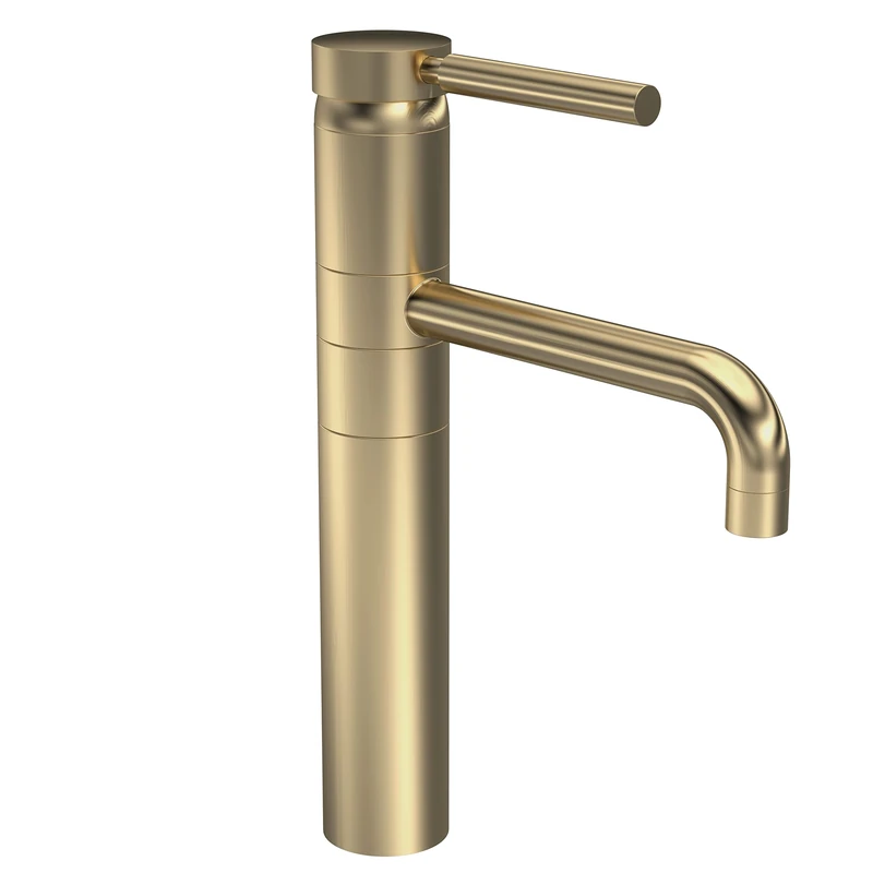 Hudson Reed PN870 Tec Lever Modern Bathroom Lever High Rise Mixer Tap with Swivel Spout, 315mm, Brushed Brass
