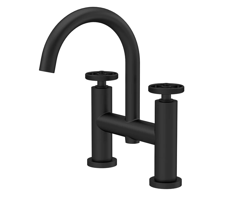 Hudson Reed TIW453 Revolution Modern Bathroom Industrial Deck Mount Bath Filler Tap, 230mm, Matt Black