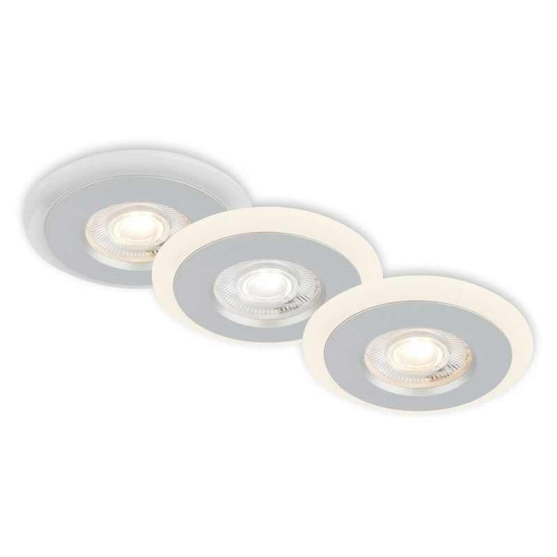Briloner Leuchten - Set of 3 Recessed Ceiling Lights, LED Light Ring, Recessed Lights, Flat LED, Recessed Spotlight, Bathroom Recessed Spotlight, IP44, Chrome Matt, 84 x 34 mm (D x H)
