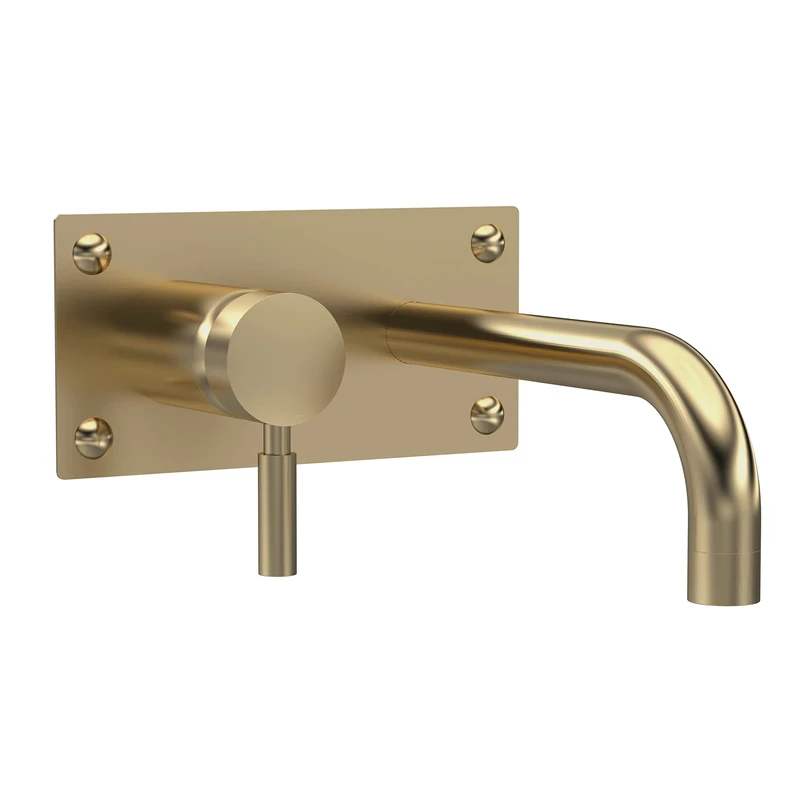 Hudson Reed PK828 Tec Lever Modern Bathroom Wall Mount Lever Basin Bath Filler Tap, 213mm, Brushed Brass