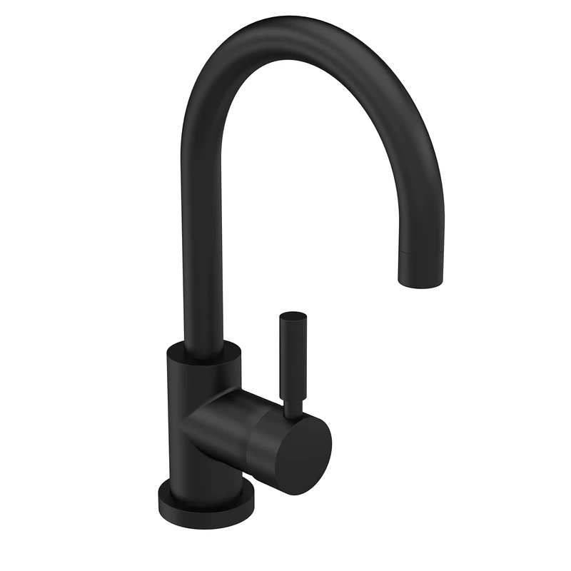 Hudson Reed PN480 Tec Lever Modern Bathroom Side Action Lever Mono Basin Mixer Tap with Waste, 292mm, Matt Black