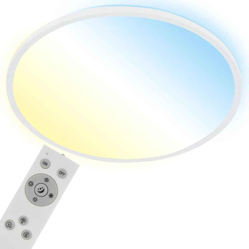 BRILONER Leuchten 3728-016 LED Ceiling Light CCT, Ceiling Light, Ultra Flat, Dimmable, Remote Control, Warm White, Neutral White, Cool White, 480 x 30 mm