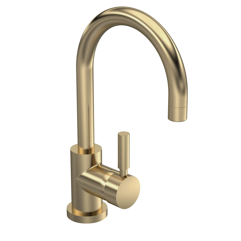 Hudson Reed PN880 Tec Lever Modern Bathroom Side Action Lever Mono Basin Mixer Tap with Waste, 292mm, Brushed Brass