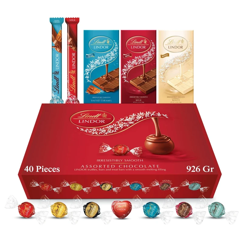 Lindt Christmas Chocolates Gift Box - 926g (40-Piece Set) - Assorted Chocolate Bars & Truffles, Lindor Chocolate Hamper, Ideal Xmas Gift Box for Friends and Family, Boyfriends or Girlfriends