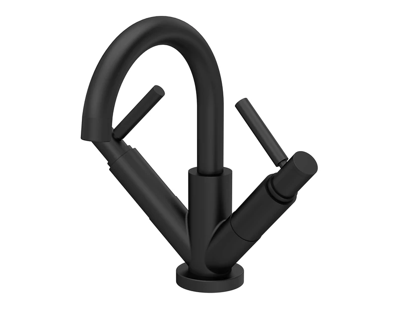 Hudson Reed TEL415 Tec Lever Modern Bathroom Lever Mono Basin Mixer Tap with Swivel Spout and Waste, 217mm, Matt Black