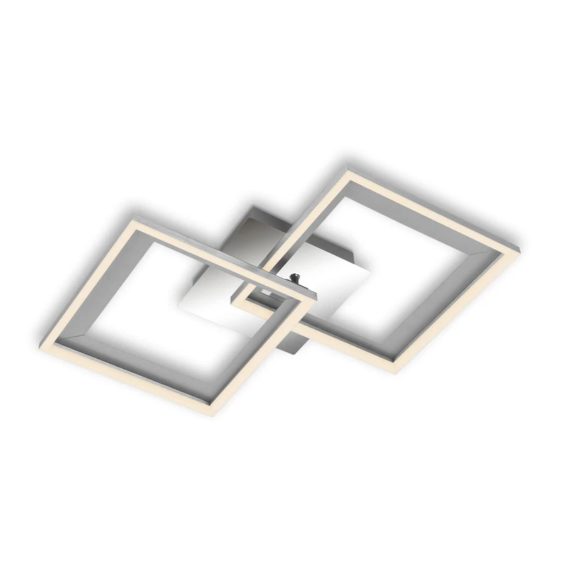 BRILONER Leuchten - LED Ceiling Light - Steps Dimmable - Swivelling Ceiling Light - LED Frame - Back Cut - Aluminium Chrome - 440 x 440 x 75 mm