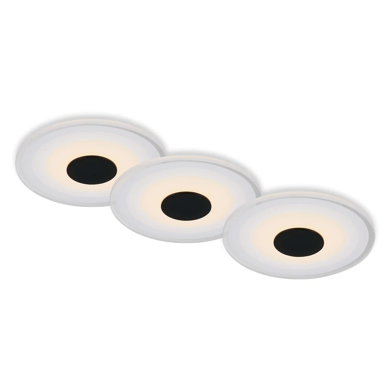 BRILONER Leuchten - Set of 3 LED Recessed Ceiling Lights, 650 Lumen, LED Recessed Spotlights, Bathroom Recessed Spotlights, IP44, Black, 120 x 36 mm (D x H)