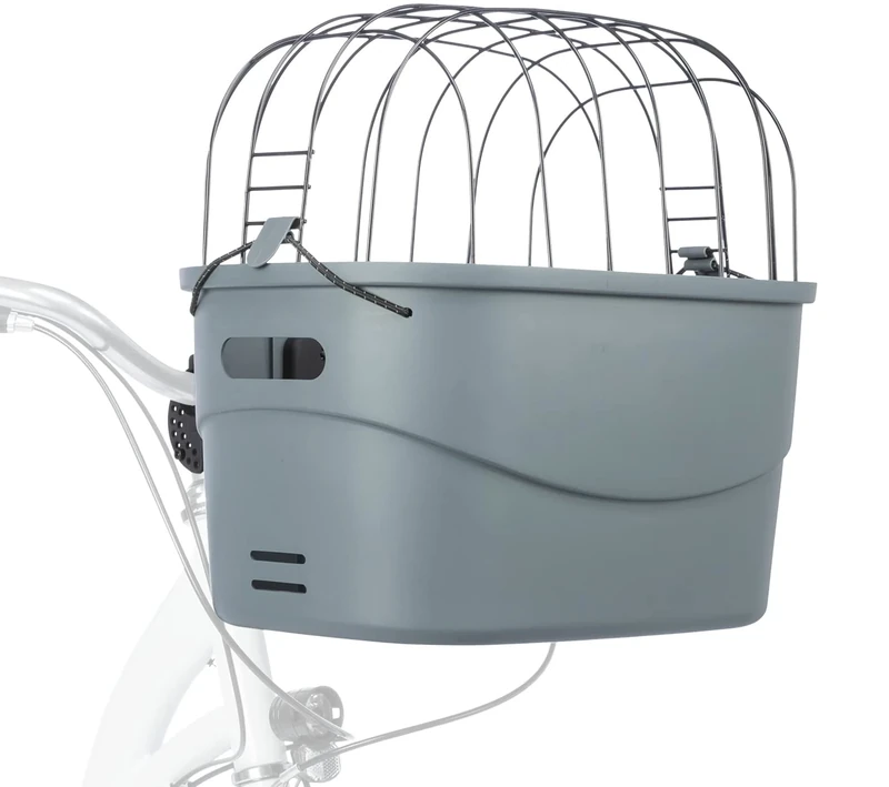 TRIXIE Dog Basket for the Front of Bicycles up to 5 kg 42 × 39 × 30 cm – Dog Bicycle Basket for Handlebars 22–32 mm, Made of Plastic and Mesh with Quick Fixing – 13096