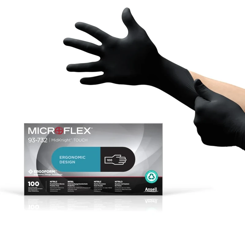 Ansell Microflex 93-732, Multipurpose Nitrile Disposable Gloves for Precise Handling and Mechanical Tasks, Latex Free, Powder-Free, Size S (100 Pieces)