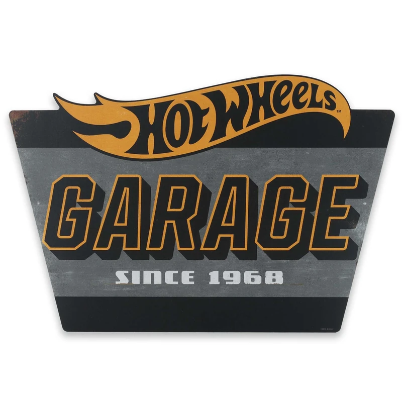 Mattel Hot Wheels Garage Metal Sign - Vintage Hot Wheels Sign for Garage, Bedroom or Man Cave