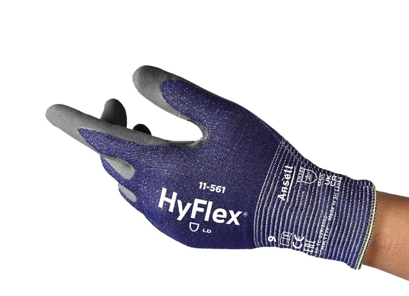 Ansell HyFlex 11-561 Cut Resistant Work Gloves, Abrasion Resistant Nitrile Coating, Industrial Safety Gloves, Lightweight, Breathable and Washable, PPE Men Women, Blue, Size 2XS (1 Pair)