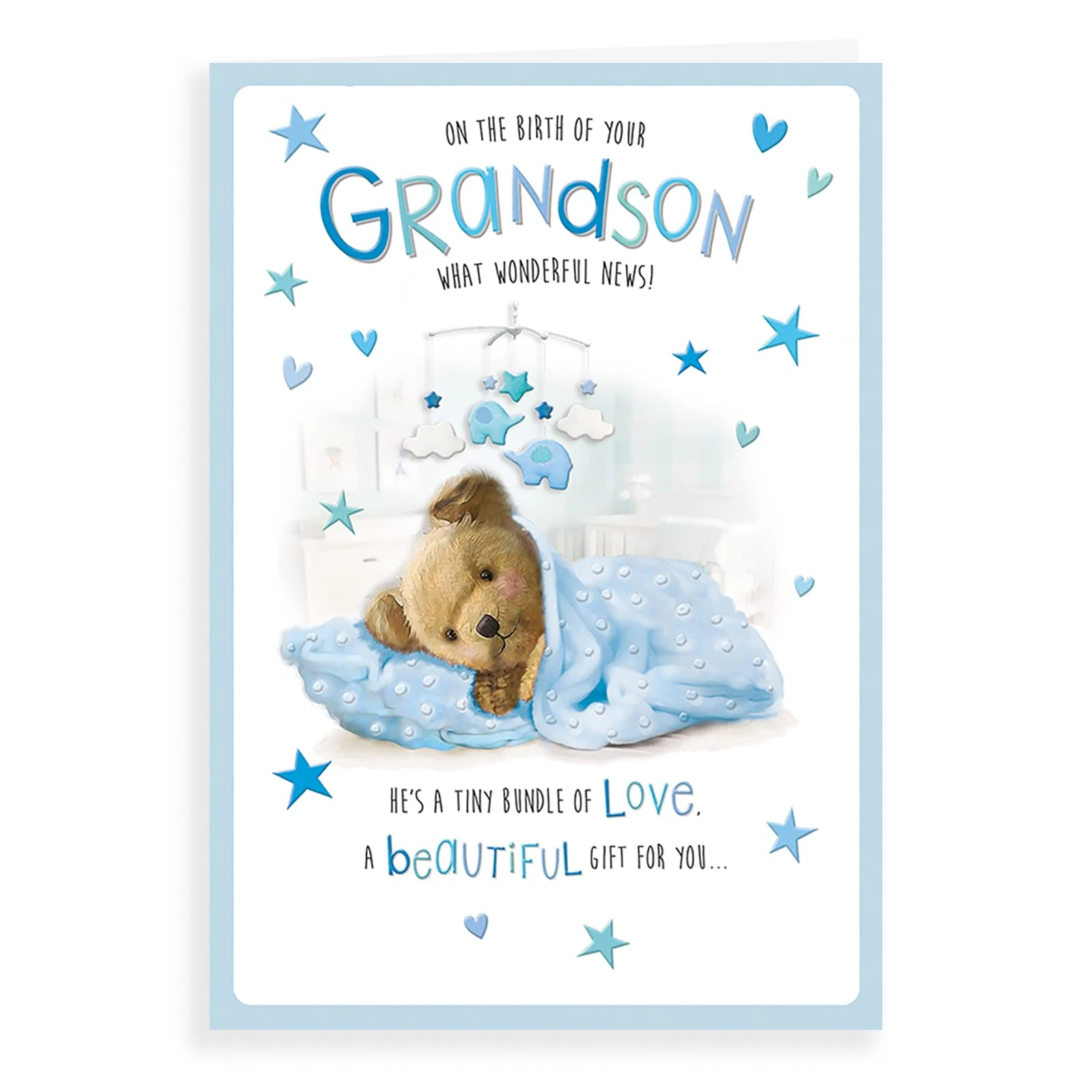 Regal Publishing Cute Baby Card Birth Of Grandson - 9 x 6 inches,Blue