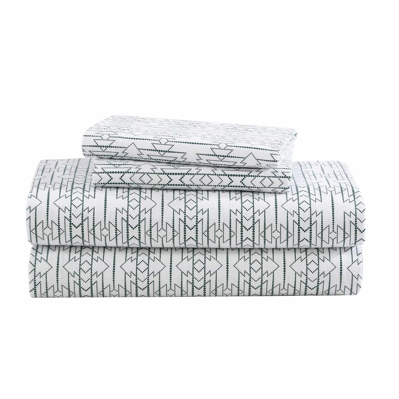 Eddie Bauer- Queen Sheet Set, Cotton Flannel Bedding Set, Brushed for Extra Softness, Cozy Home Décor (Wildwood Green, Queen)