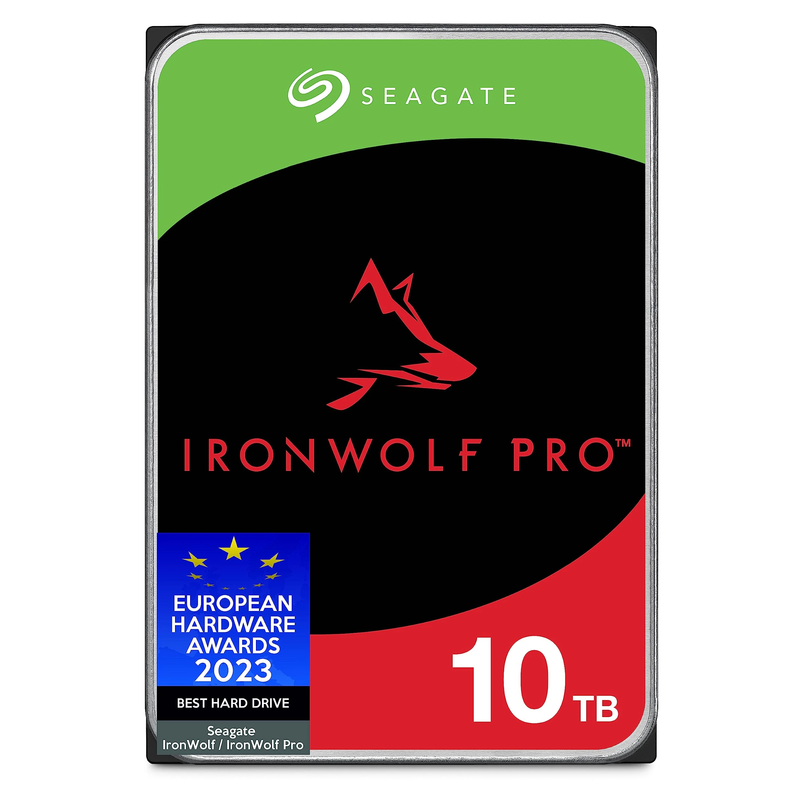 Seagate IronWolf, Pro 10 TB, Enterprise Internal NAS HDD – CMR 3.5 Inch, SATA 6 Gb/s, 7,200 RPM, 256 MB Cache for RAID NAS, Rescue Services - Frustration Free Packaging (ST10000NTZ01)