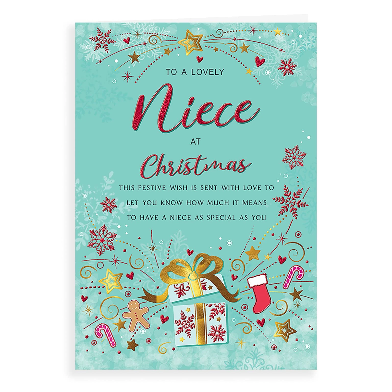 Piccadilly Greetings Regal Publishing Modern Christmas Card Niece - 9 x 6 inches, C85564, green