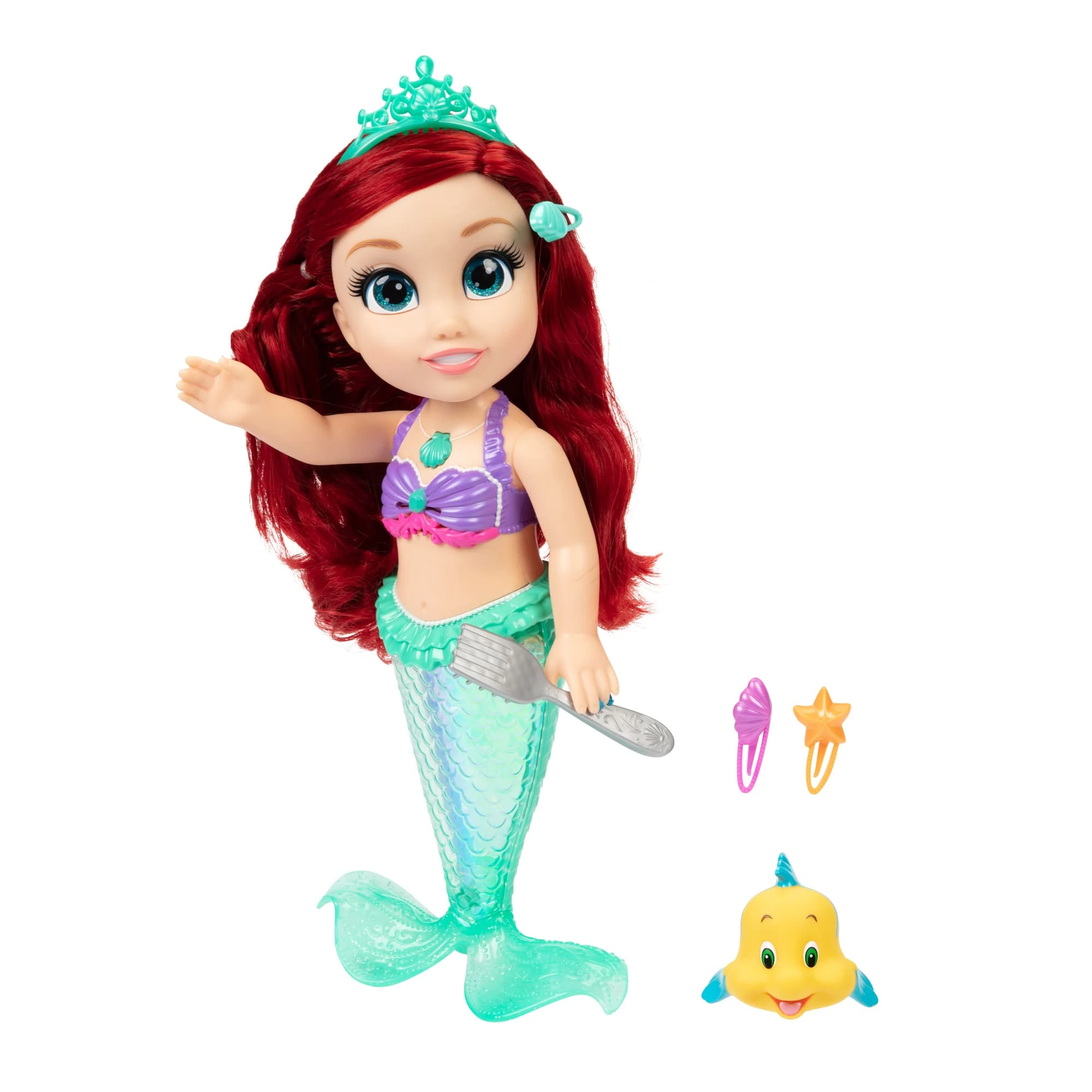 Disney Princess My Singing Friend Ariel Feature Doll, 14” / 35 cm Tall Doll Sings and Says Over 10 Story-Inspired Phrases, Accessories Included For Added Play, Perfect For Girls Aged 3+