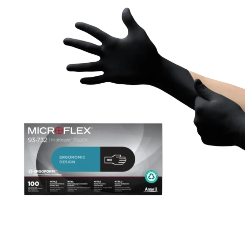 Ansell Microflex 93-732, Multipurpose Nitrile Disposable Gloves for Precise Handling and Mechanical Tasks, Latex Free, Powder-Free, Size M (100 Pieces)