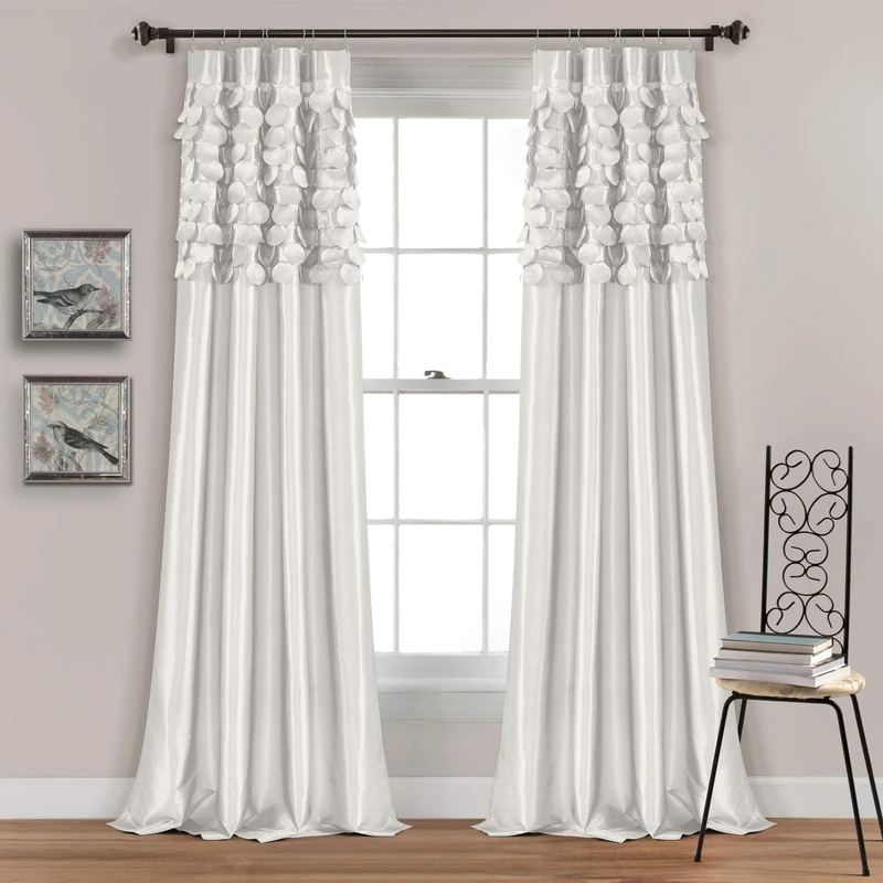 Lush Decor Circle Dream Window Curtain Panel Pair, 95" L x 54" W, White