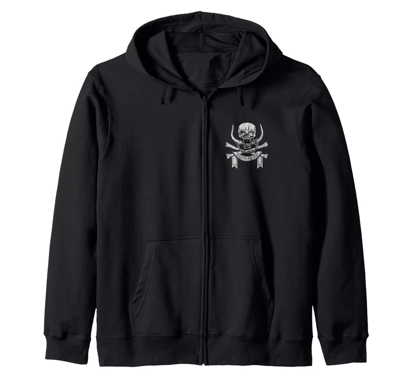 Motörhead March or Die Cross Bones Front Back Zip Hoodie