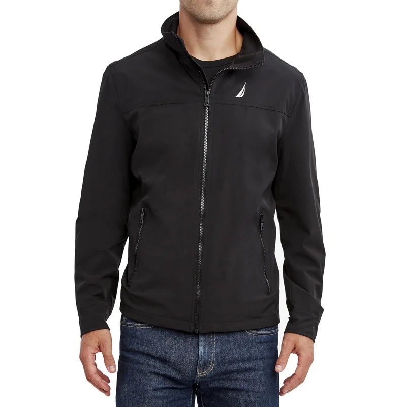 Nautica Men's Waterproof, Windproof, Golf, Hiking, Travel, Casual Wear Windbreaker Jacket, Black, 5XL Plus