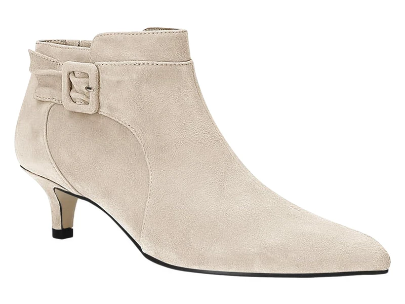 Juliet Holy Womens Pointed Toe Ankle Boots Kitten Heels Faux Suede Booties Side Zipper Dress Shoes, Beige, 5 UK