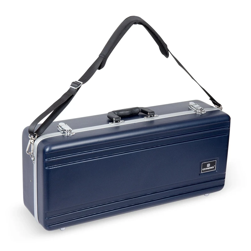 Crossrock ABS Alto Saxophone Case | Rectangular Blue Shell, Deep Velvet Lining, Interior Storage, Shoulder Strap – Lightweight ABS Case -Blue (CRA862ASBL-R)