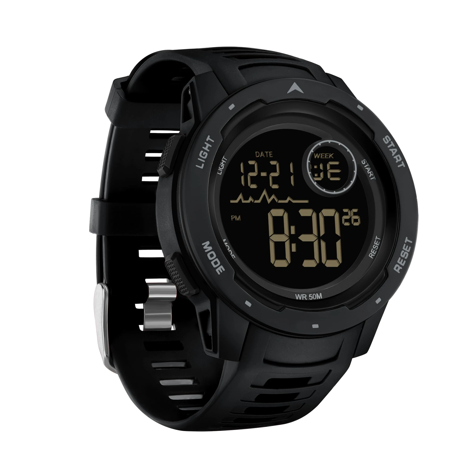 findtime Mens Sports Watches Digital Watch for Men 5ATM Waterproof Watch Military Tactical Watch for Outdoor Running Swimming Large Face Wrist Watch with LED Backlight Black Red