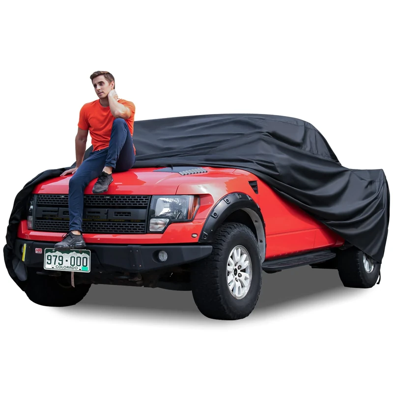 XYZCTEM 18 Layers Pickup Truck Cover Compatible with Ford F150, Waterproof All Weather, Heavy Duty Outdoor Pickup Cover Sun Uv Rain Protection, Universal Fit (2 Doors & 4 Doors)