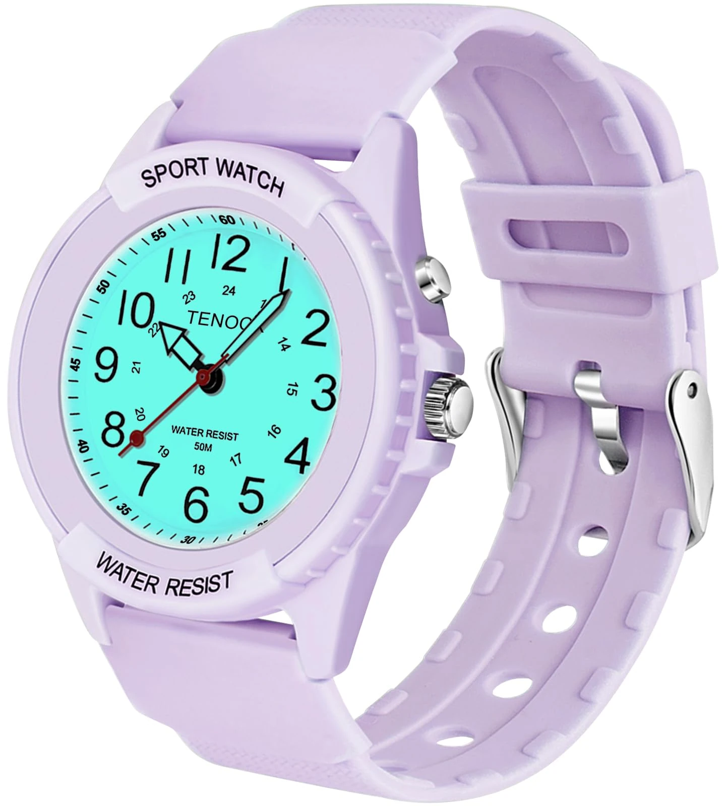 TENOCK 50M Waterproof Watch for Women Men with Night Light Ladies Analogue Quartz Watch for Nurse Sporty for Fashionable Casual Matching or Sports Activity (Purple)