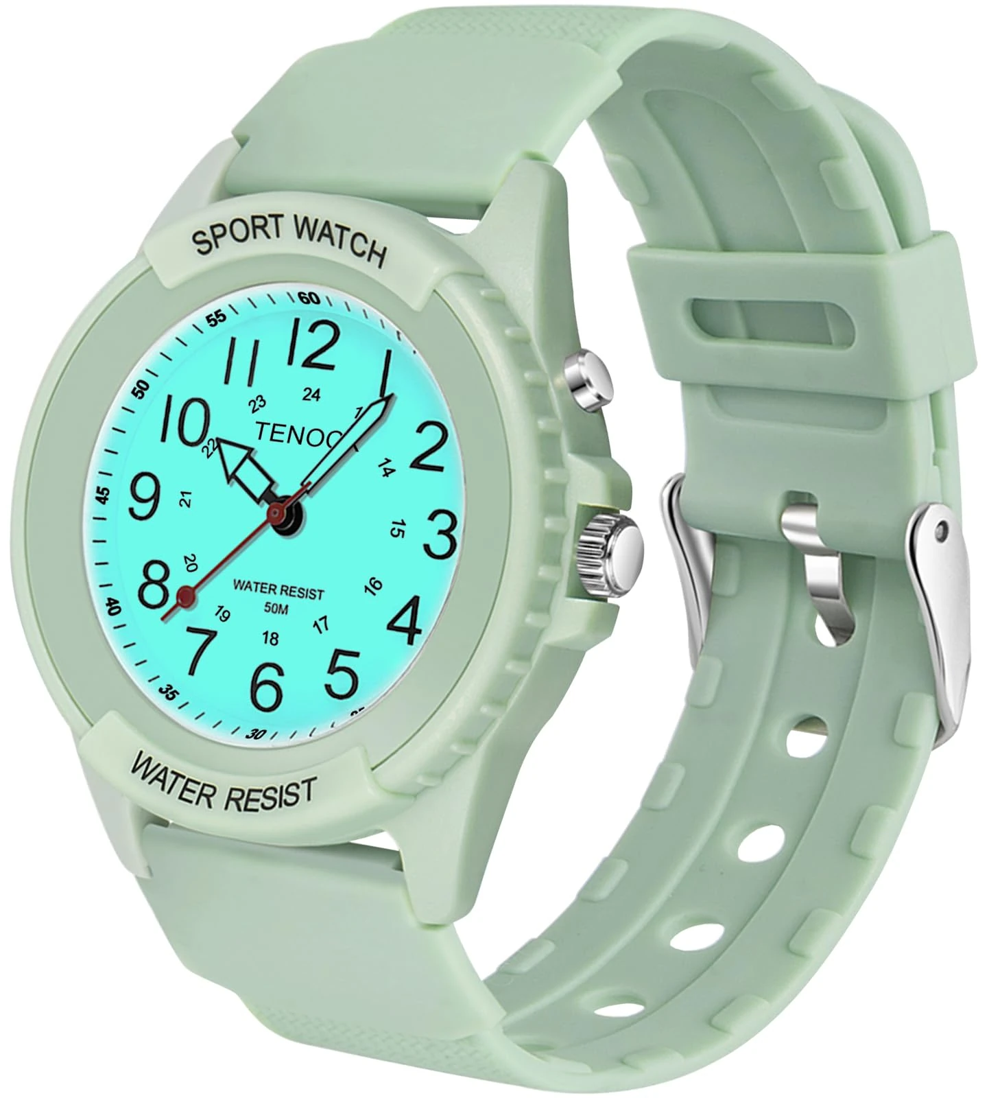 TENOCK 50M Waterproof Watch for Women Men with Night Light Ladies Analogue Quartz Watch for Nurse Sporty for Fashionable Casual Matching or Sports Activity(Green)
