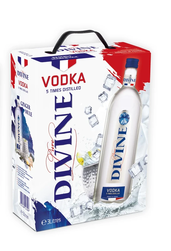 Pure Divine – French Vodka from the Northern Vosges – 37.5% ABV - 3 Liter - Vodka Bag in Box (1 x 3 l)