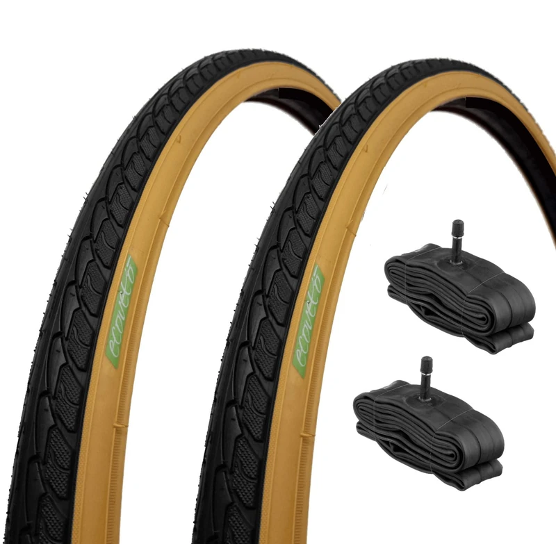 2 TYRES BLACK 700 X 35 C + AMERICAN VALVE INNER TUBES 28 1 5/8 3/8 CITYBIKE STREET TREKKING BIKE