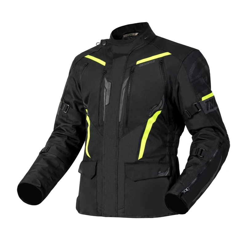 OZONE MOTO Men's Tour III Motorcycle Jacket, Black/Anthracite/Fluorescent Yellow, XXX-Large