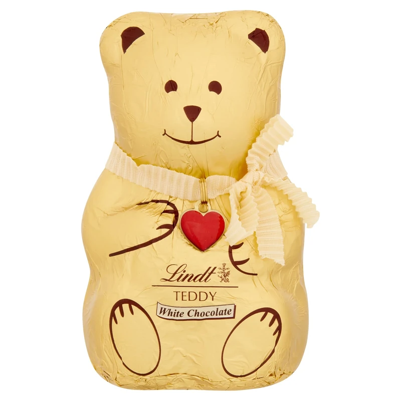 Lindt Teddy Christmas White Chocolate – 100g Medium – Made with the Finest Lindt White Chocolate – 2025 Christmas, Gift for All Ages