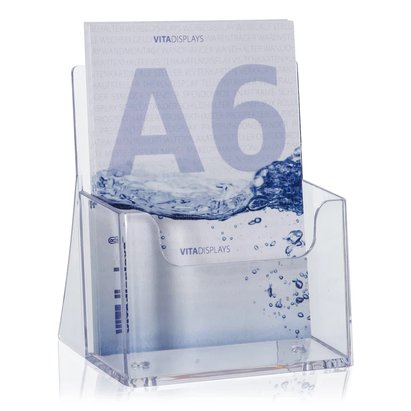 VITAdisplays Pack of 10 DIN A6 Table Brochure Stands for Flyers and Brochures as a Practical Postcard Stand in Portrait Format Transparent Flyer Stand as Brochure Holder for Your Printed Advertising